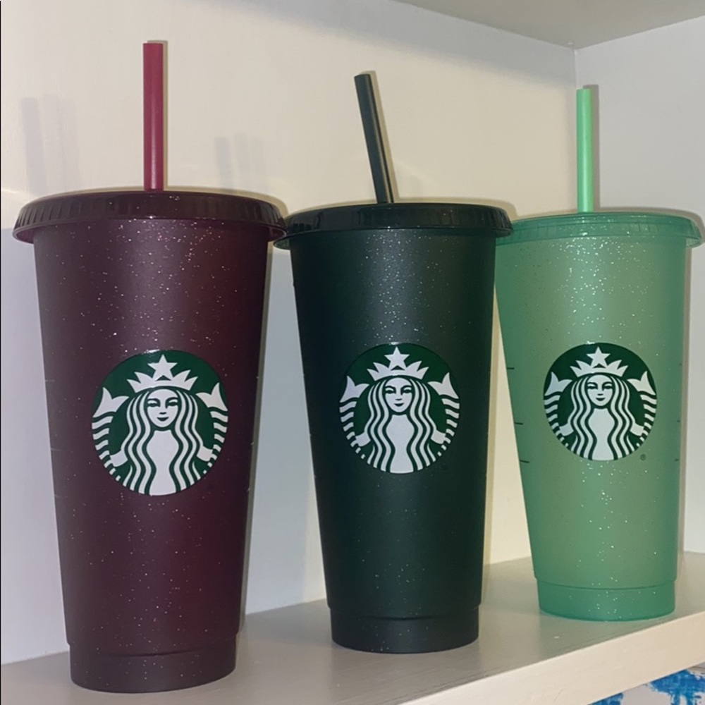 Limited edition Starbucks cups with lids and straws